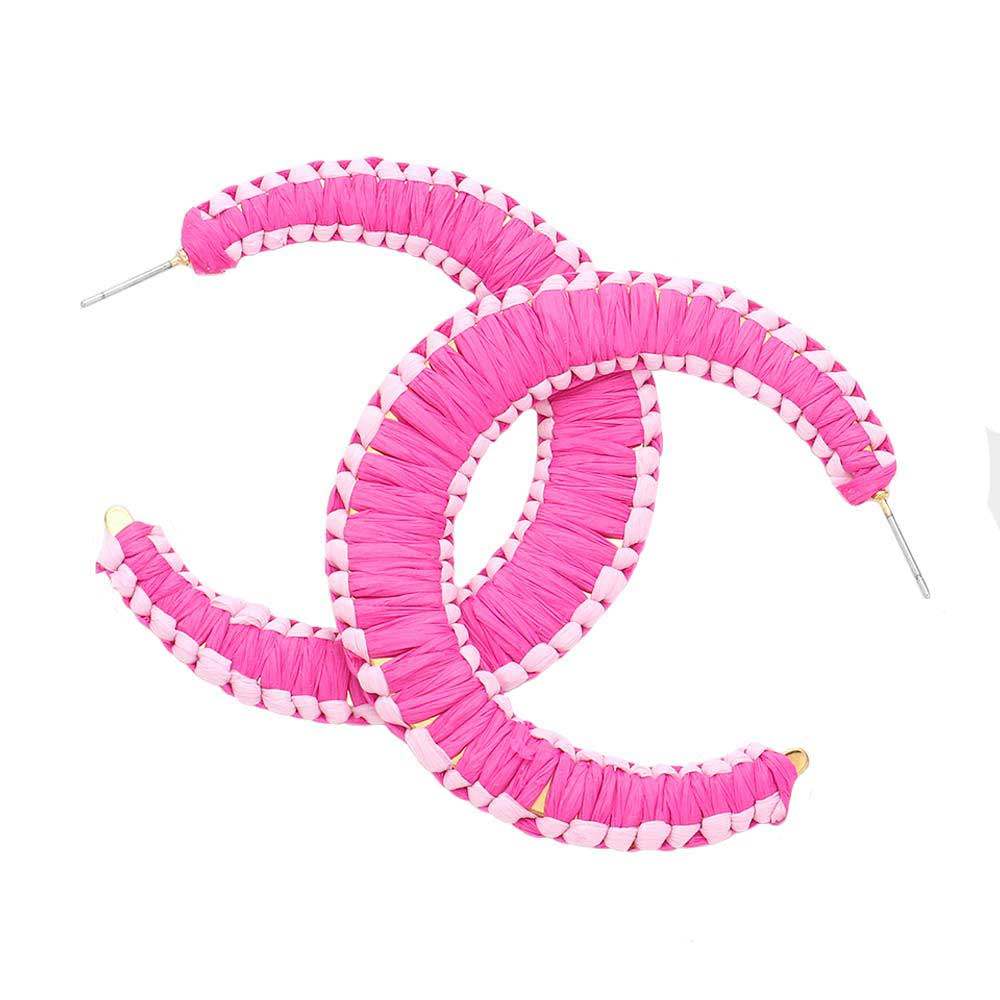 Woven Raffia Hoop Earrings - Madeline Love - Flyclothing LLC