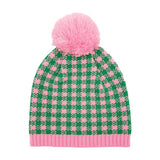 Check Patterned Pom Pom Beanie Hat - Madeline Love - Flyclothing LLC