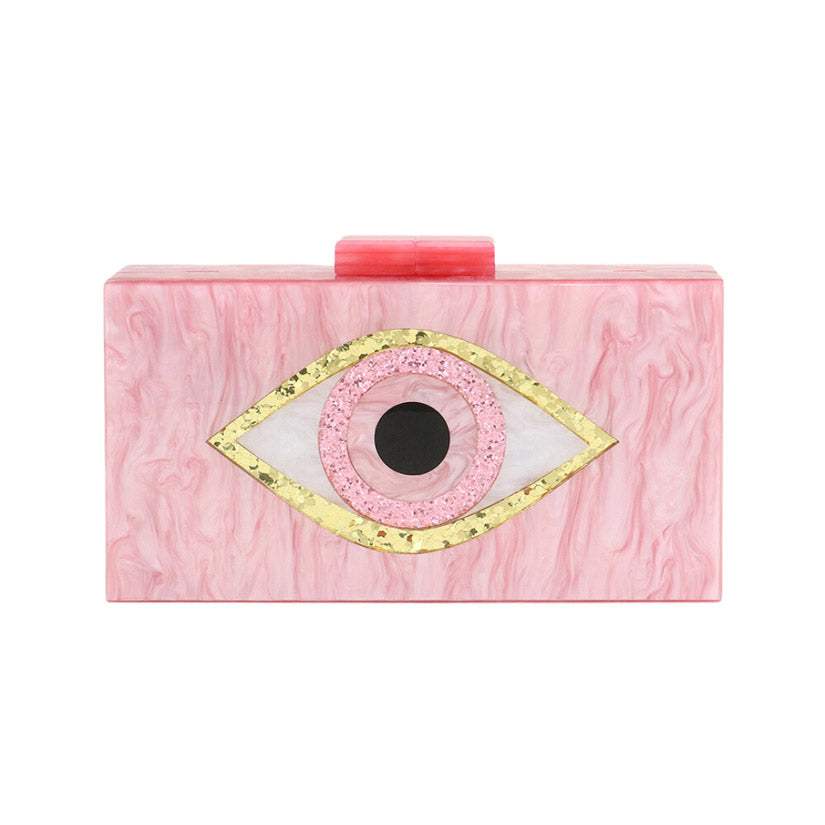 Glittered Evil Eye Celluloid Acetate Clutch Crossbody Bag - Madeline Love - Flyclothing LLC