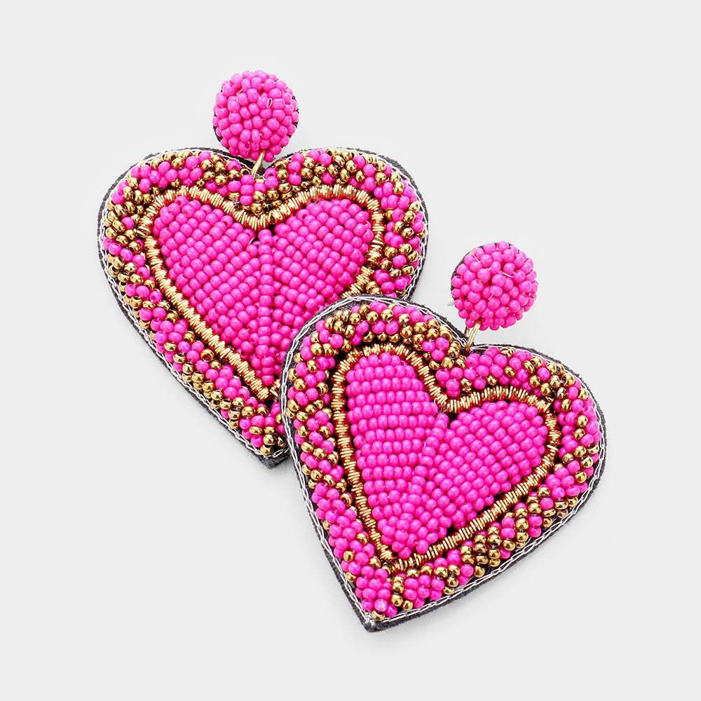Seed Bead Heart Earrings - Madeline Love - Flyclothing LLC
