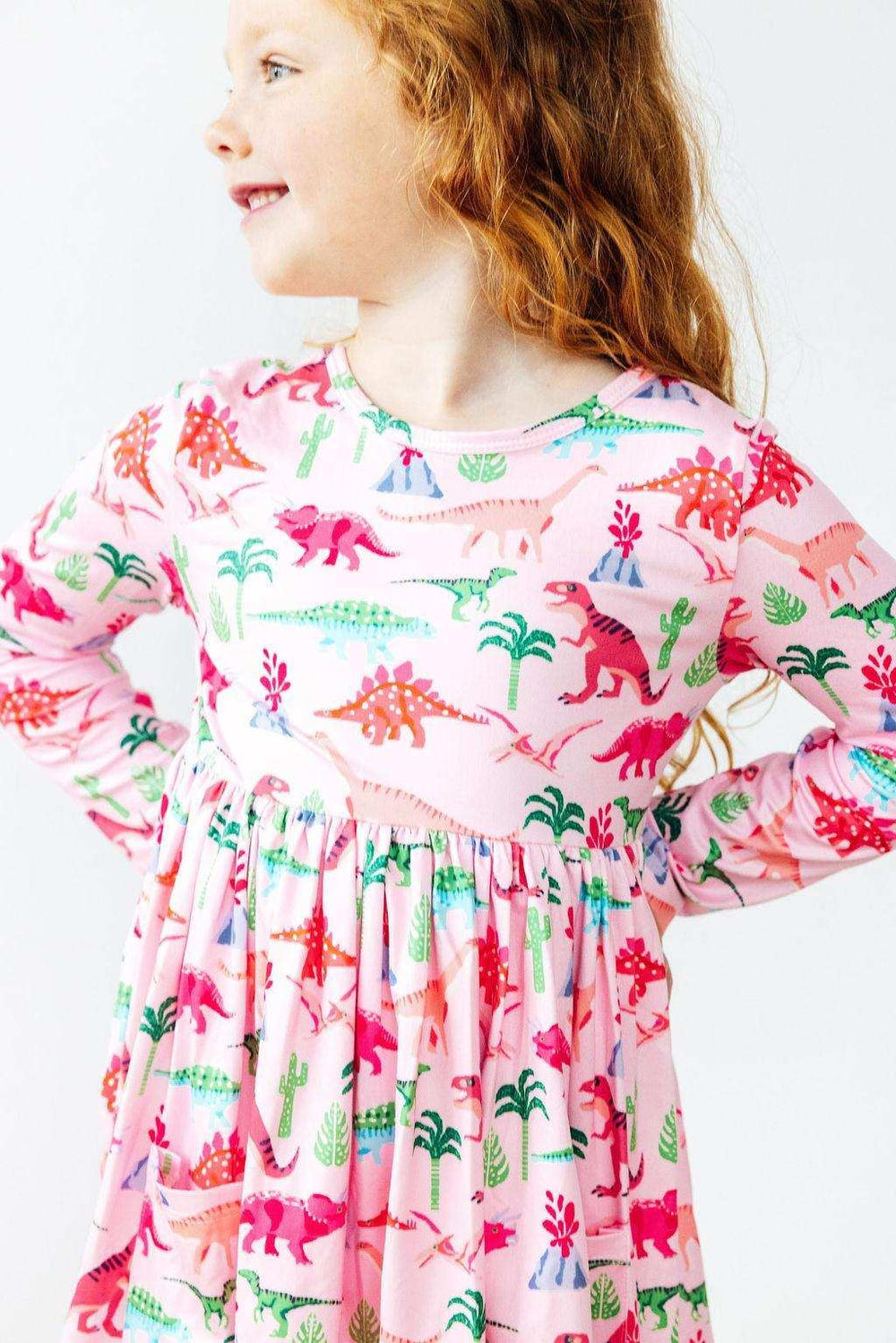 Pinkosaurus Rex L/S Pocket Twirl Dress - Mila & Rose ® - Flyclothing LLC