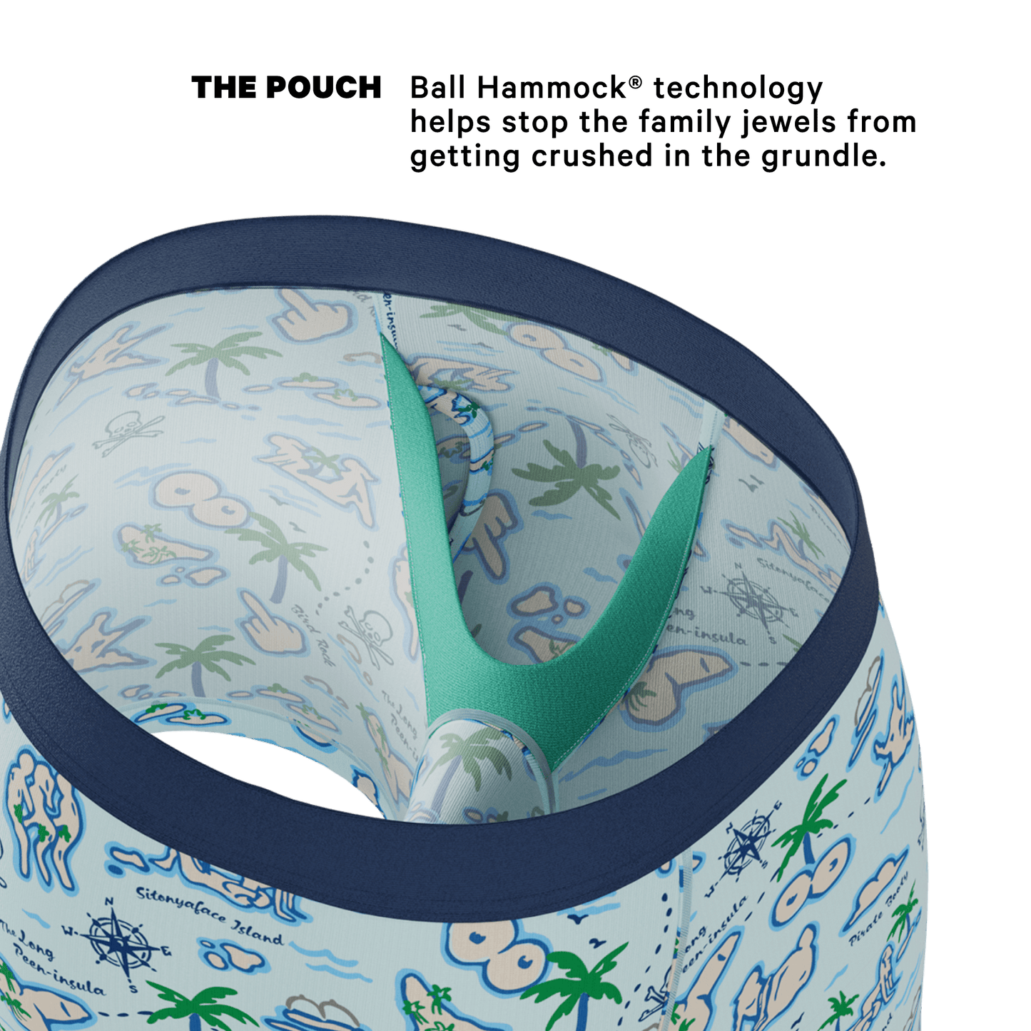 The Pirate's Booty | Naughty Map Ball Hammock® Pouch Underwear With Fly - Shinesty - Flyclothing LLC