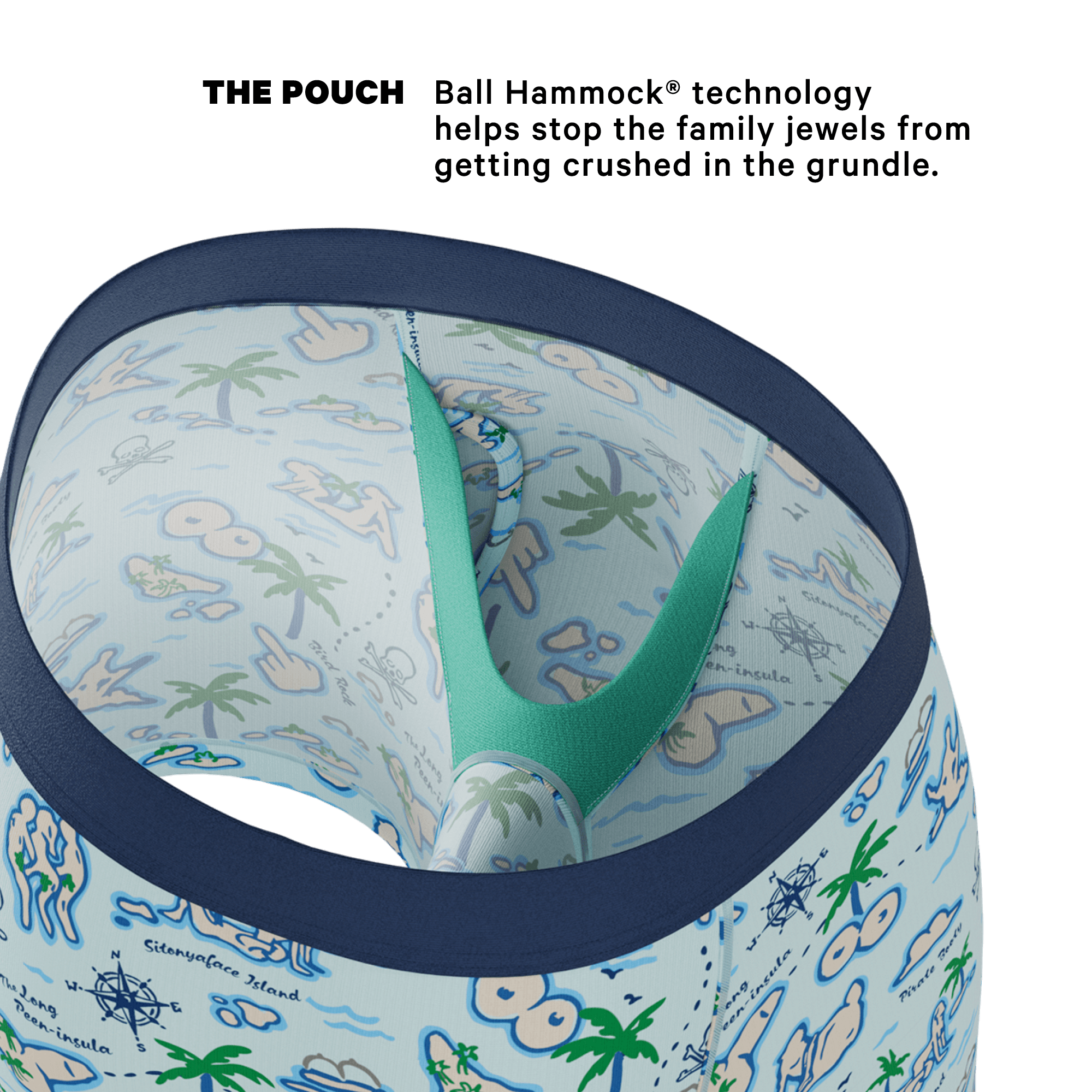 The Pirate's Booty | Naughty Map Ball Hammock® Pouch Underwear With Fly - Shinesty - Flyclothing LLC