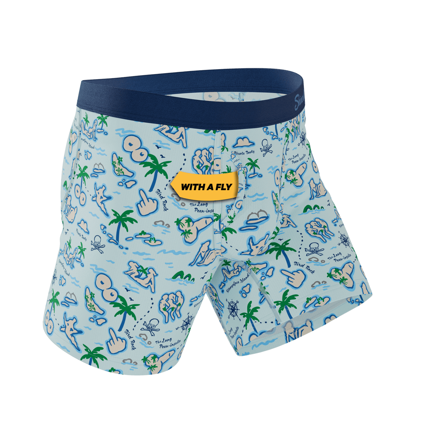 The Pirate's Booty | Naughty Map Ball Hammock® Pouch Underwear With Fly - Shinesty - Flyclothing LLC