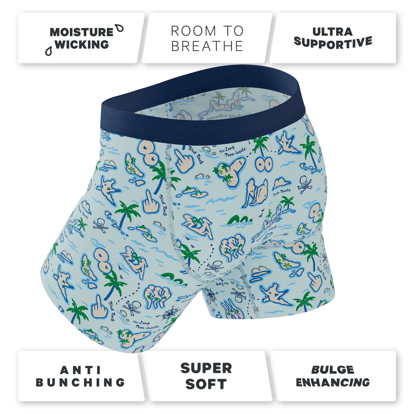 The Pirate's Booty | Naughty Map Ball Hammock® Pouch Underwear With Fly - Shinesty - Flyclothing LLC