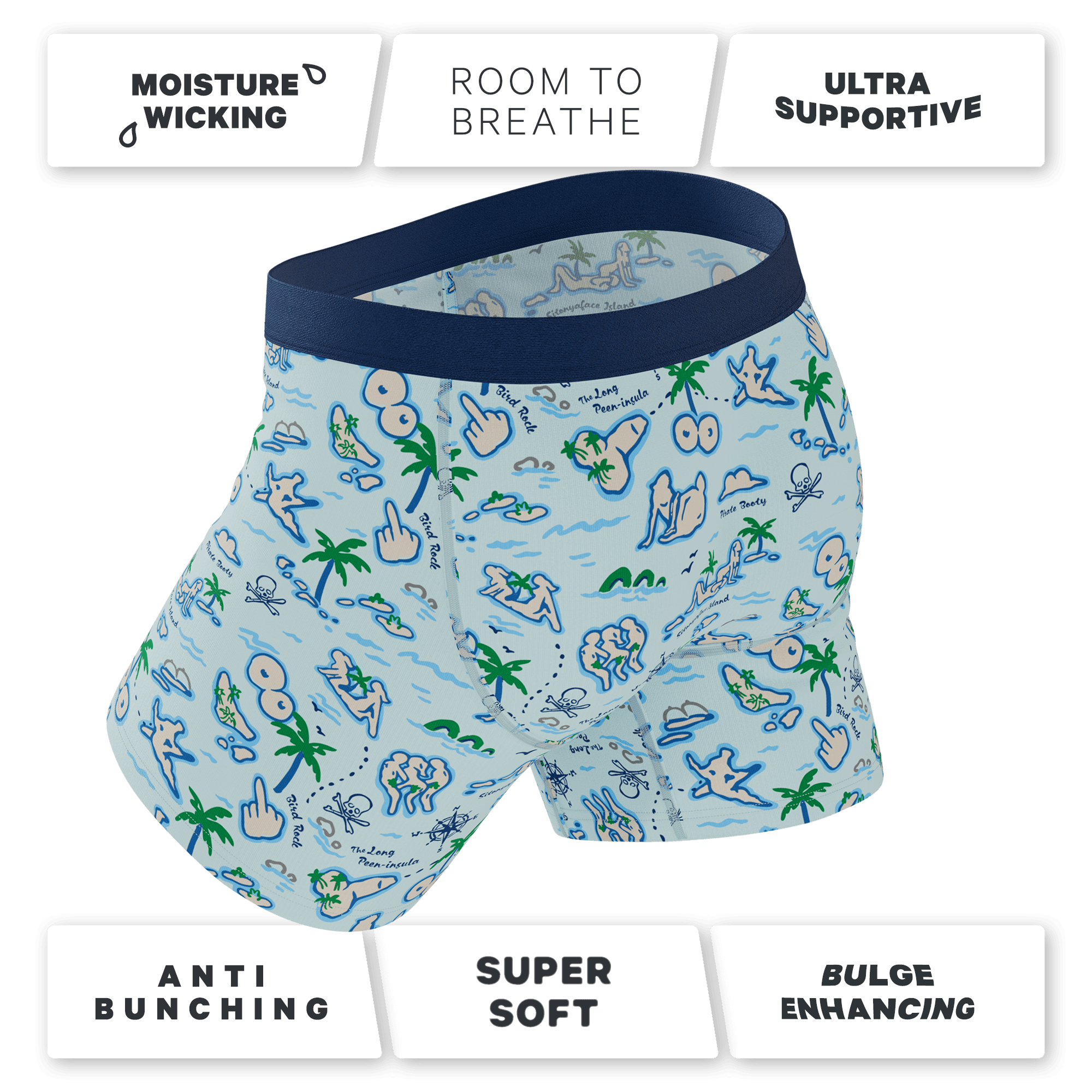 The Pirate's Booty | Naughty Map Ball Hammock® Pouch Underwear With Fly - Shinesty - Flyclothing LLC