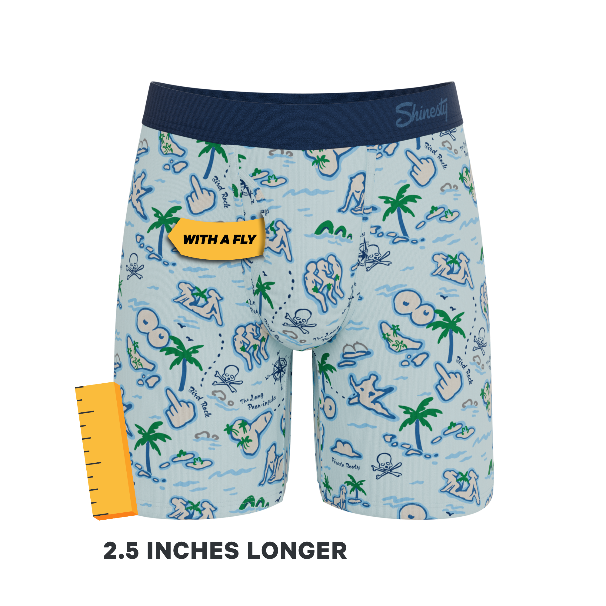 The Pirate's Booty | Naughty Map Long Leg Ball Hammock® Pouch Underwear With Fly
