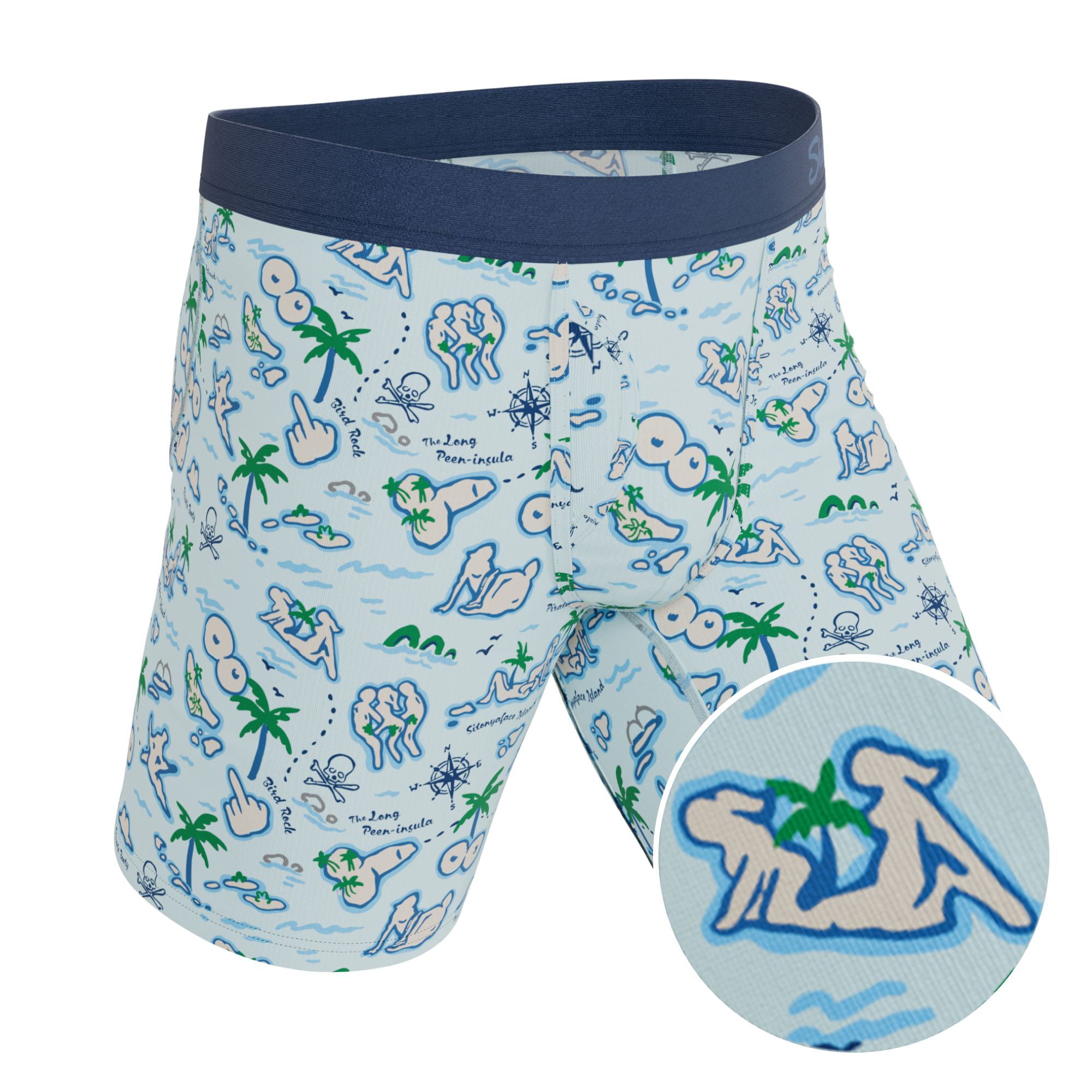 The Pirate's Booty | Naughty Map Long Leg Ball Hammock® Pouch Underwear With Fly