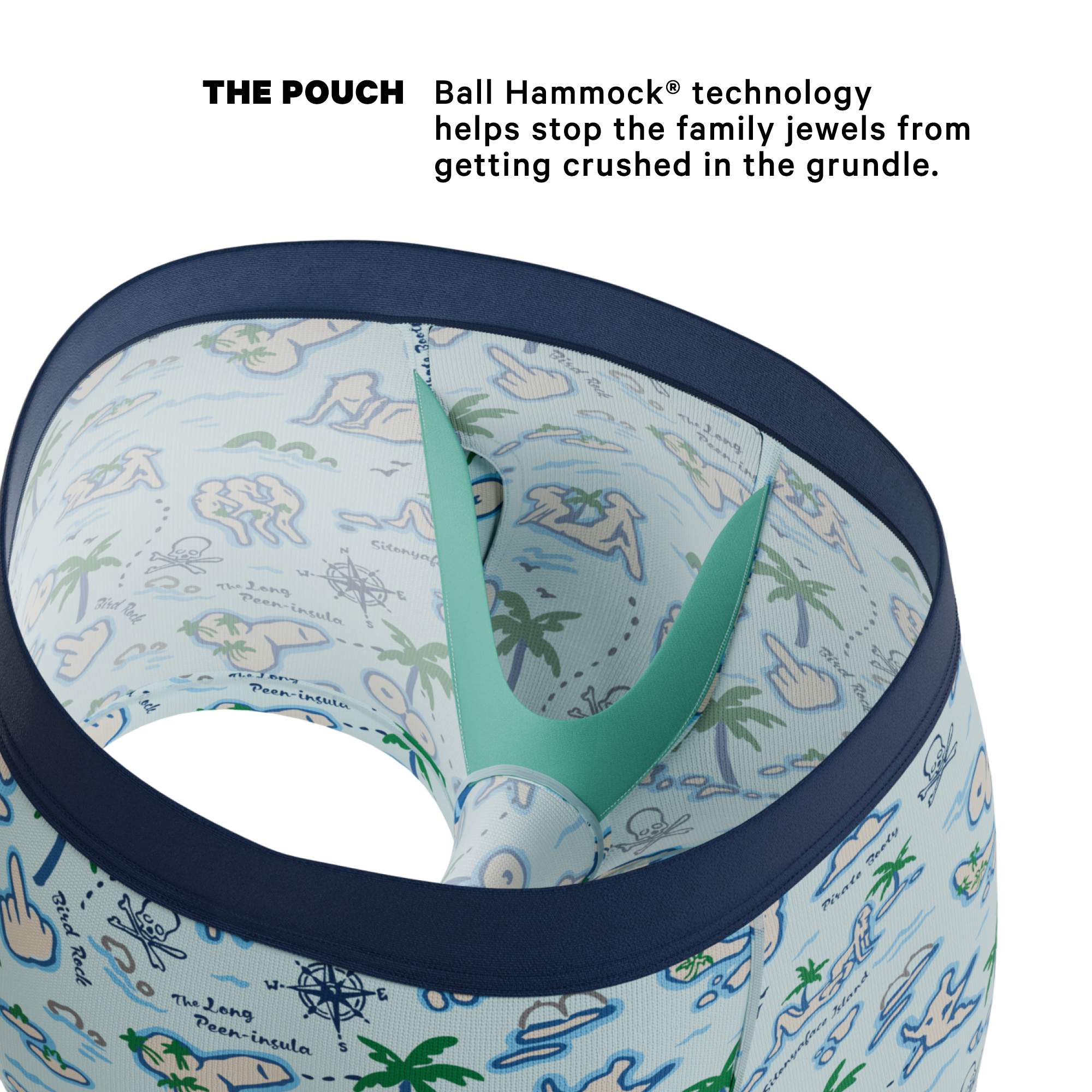 The Pirate's Booty | Naughty Map Ball Hammock® Pouch Trunks Underwear