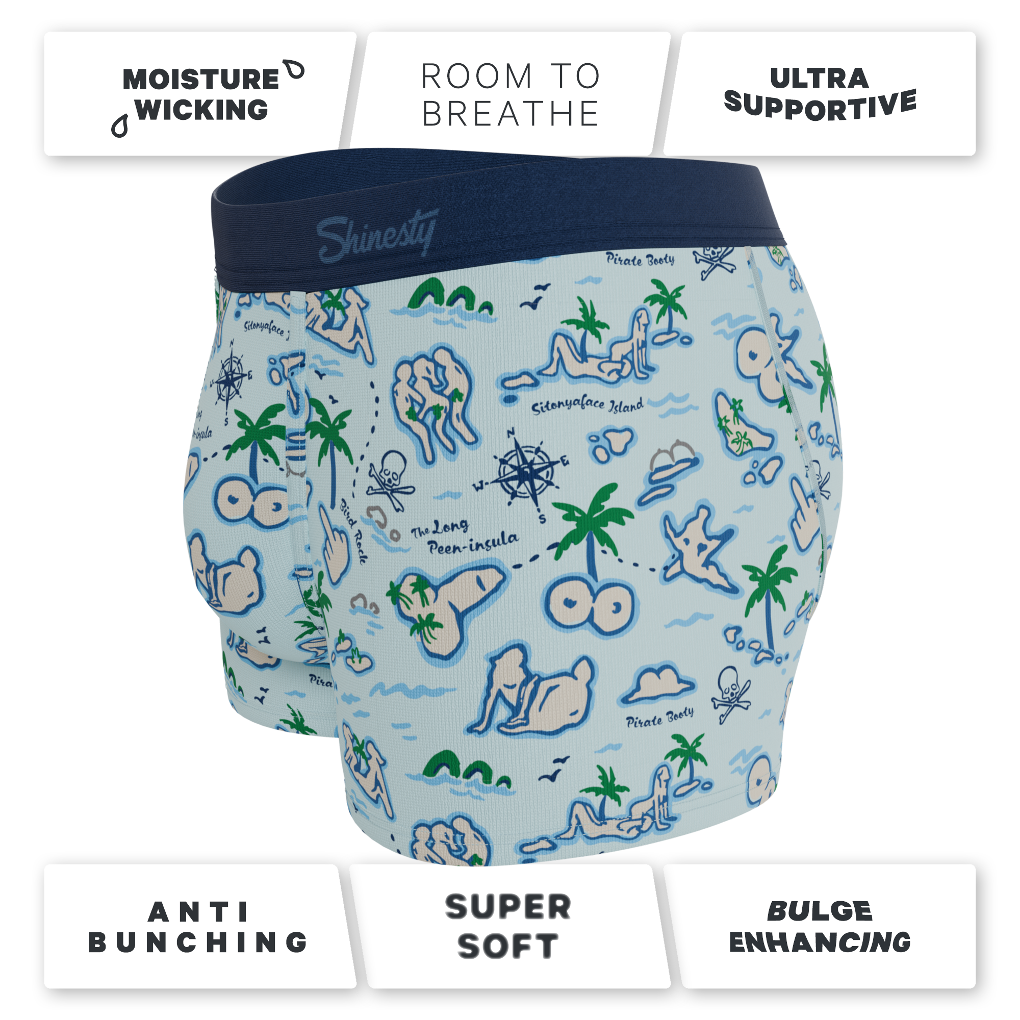 The Pirate's Booty | Naughty Map Ball Hammock® Pouch Trunks Underwear