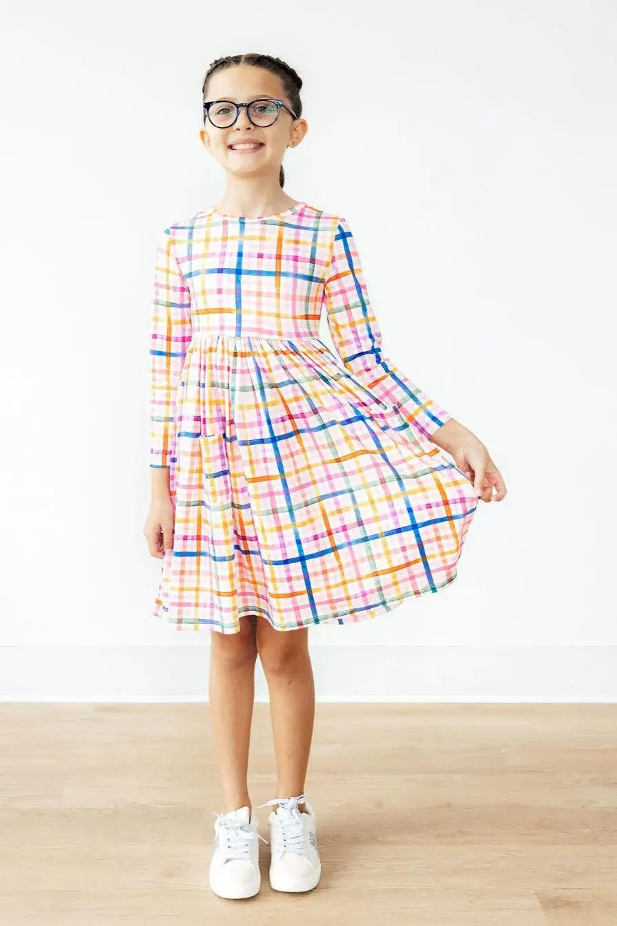 Plaid About You L/S Pocket Twirl Dress - Mila & Rose ® - Flyclothing LLC