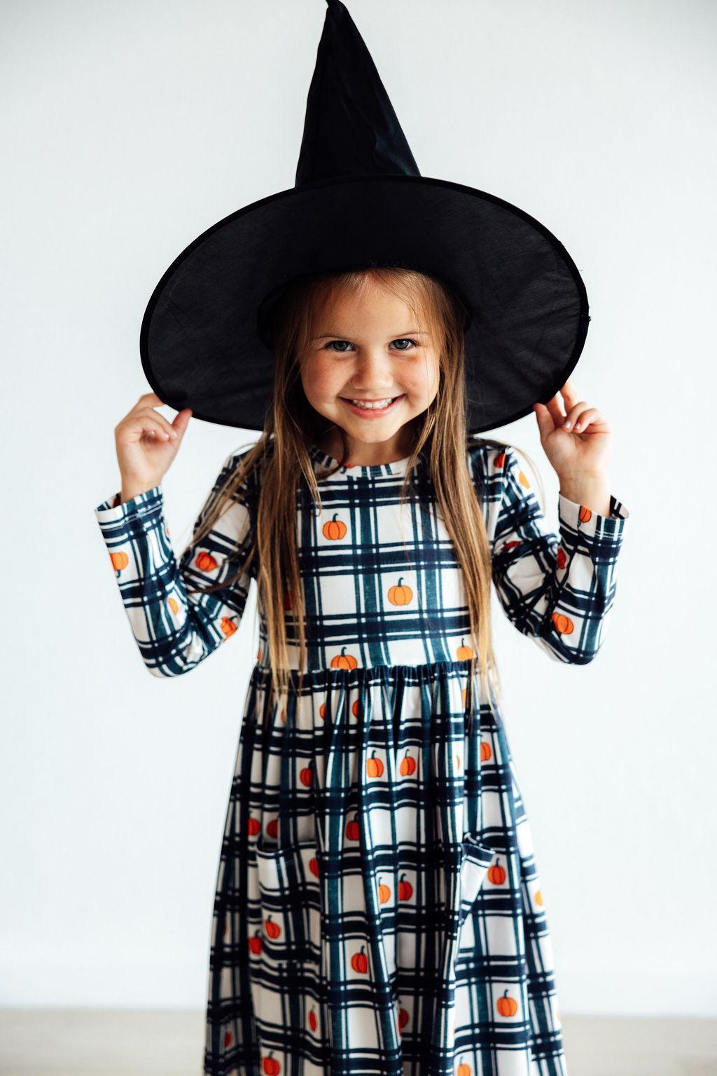 Plaid Pumpkins L/S Pocket Twirl Dress - Mila & Rose ® - Flyclothing LLC