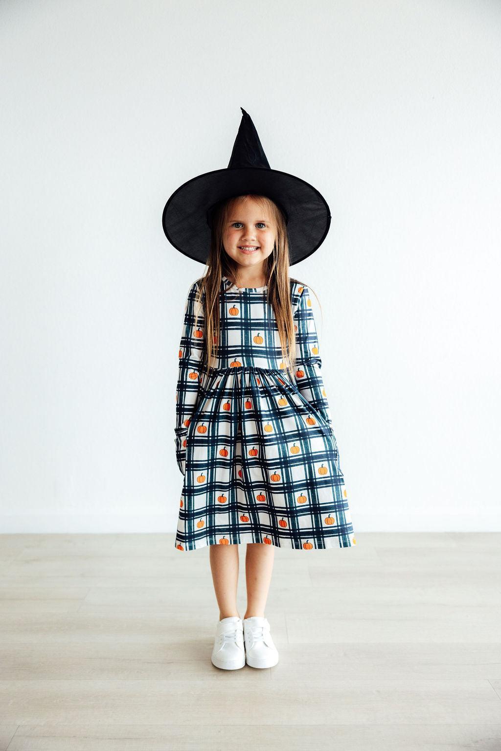 Plaid Pumpkins L/S Pocket Twirl Dress - Mila & Rose ® - Flyclothing LLC