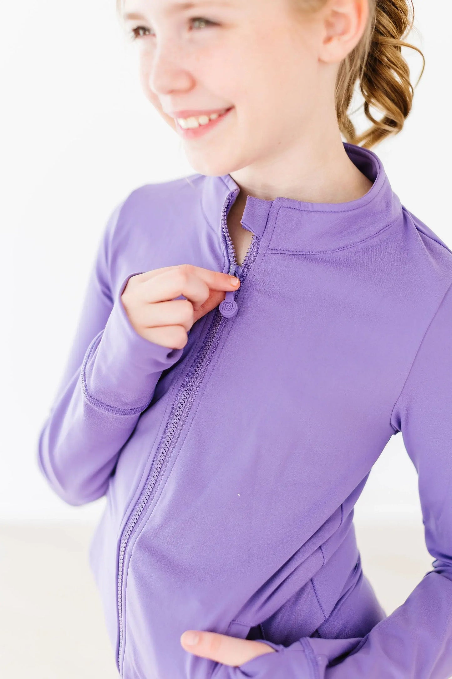 SALE Playful Purple Full-Zip Ruffle Active Jacket - Mila & Rose ® - Flyclothing LLC