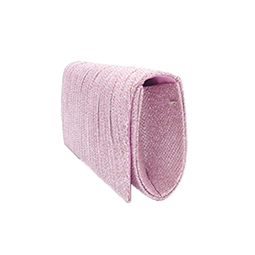 Pleated Shimmery Evening Clutch Crossbody Bag - Madeline Love - Flyclothing LLC