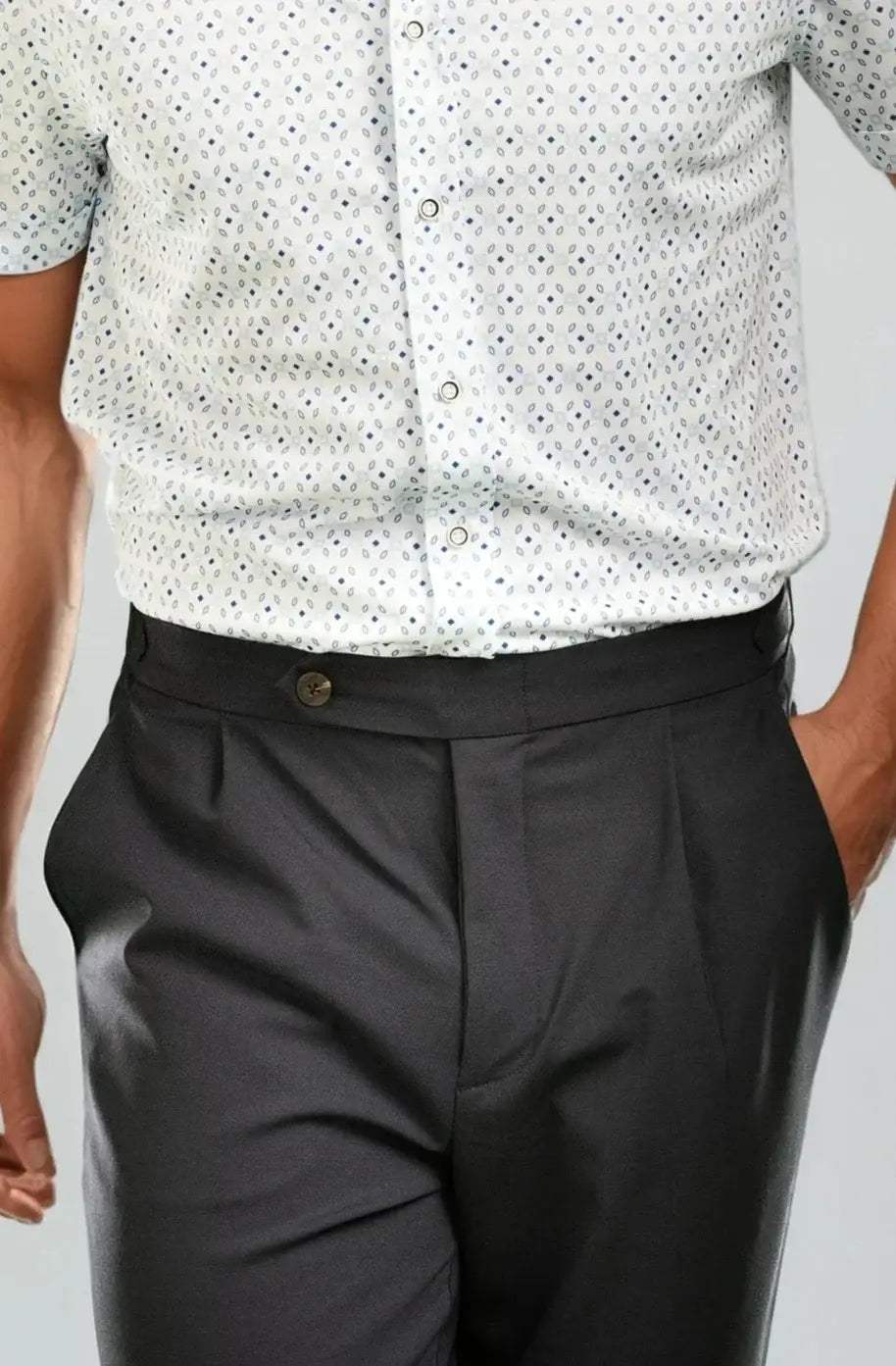 Pleated Wool Trouser Pants - Navy - Buki - Flyclothing LLC