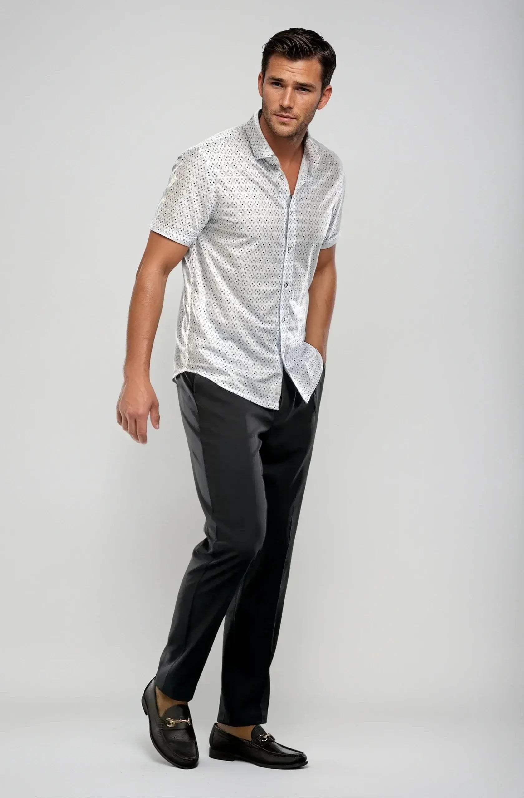 Pleated Wool Trouser Pants - Navy - Buki - Flyclothing LLC