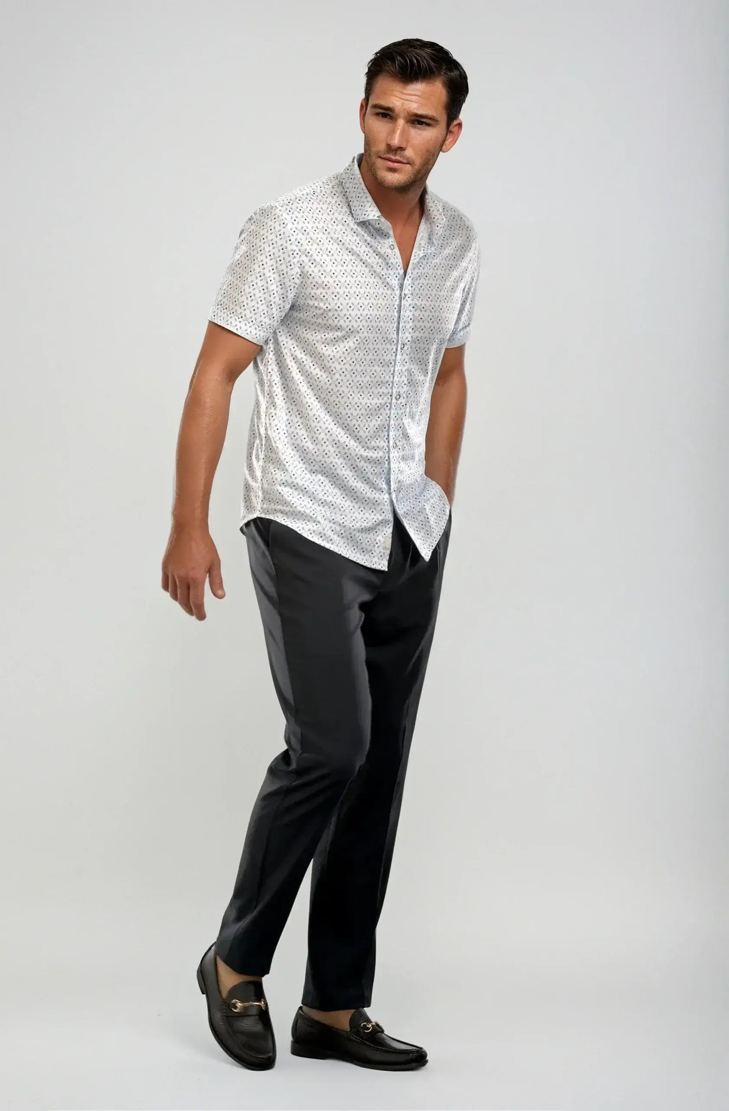 Pleated Wool Trouser Pants - Navy - Buki - Flyclothing LLC