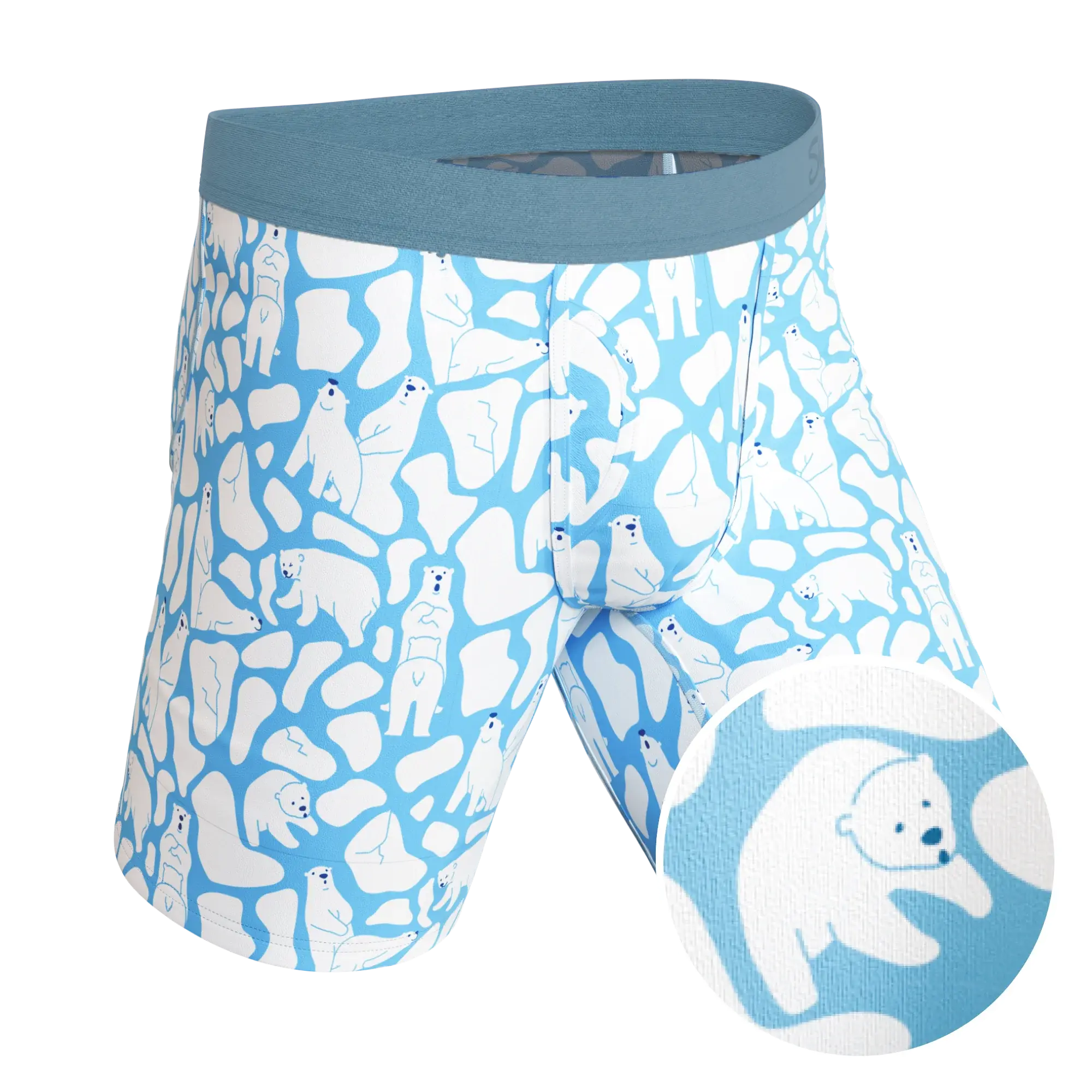 The Polar Polka | Polar Bear Scene Long Leg Ball Hammock® Pouch Underwear With Fly - Shinesty - Flyclothing LLC