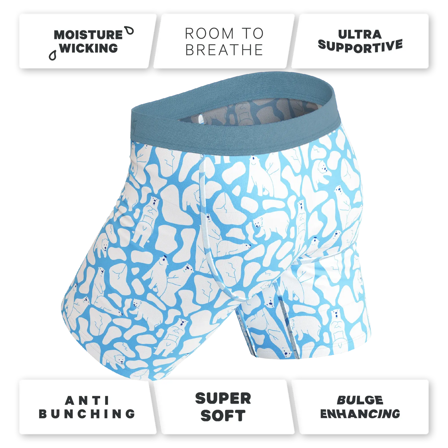 The Polar Polka | Polar Bear Scene Long Leg Ball Hammock® Pouch Underwear With Fly - Shinesty - Flyclothing LLC