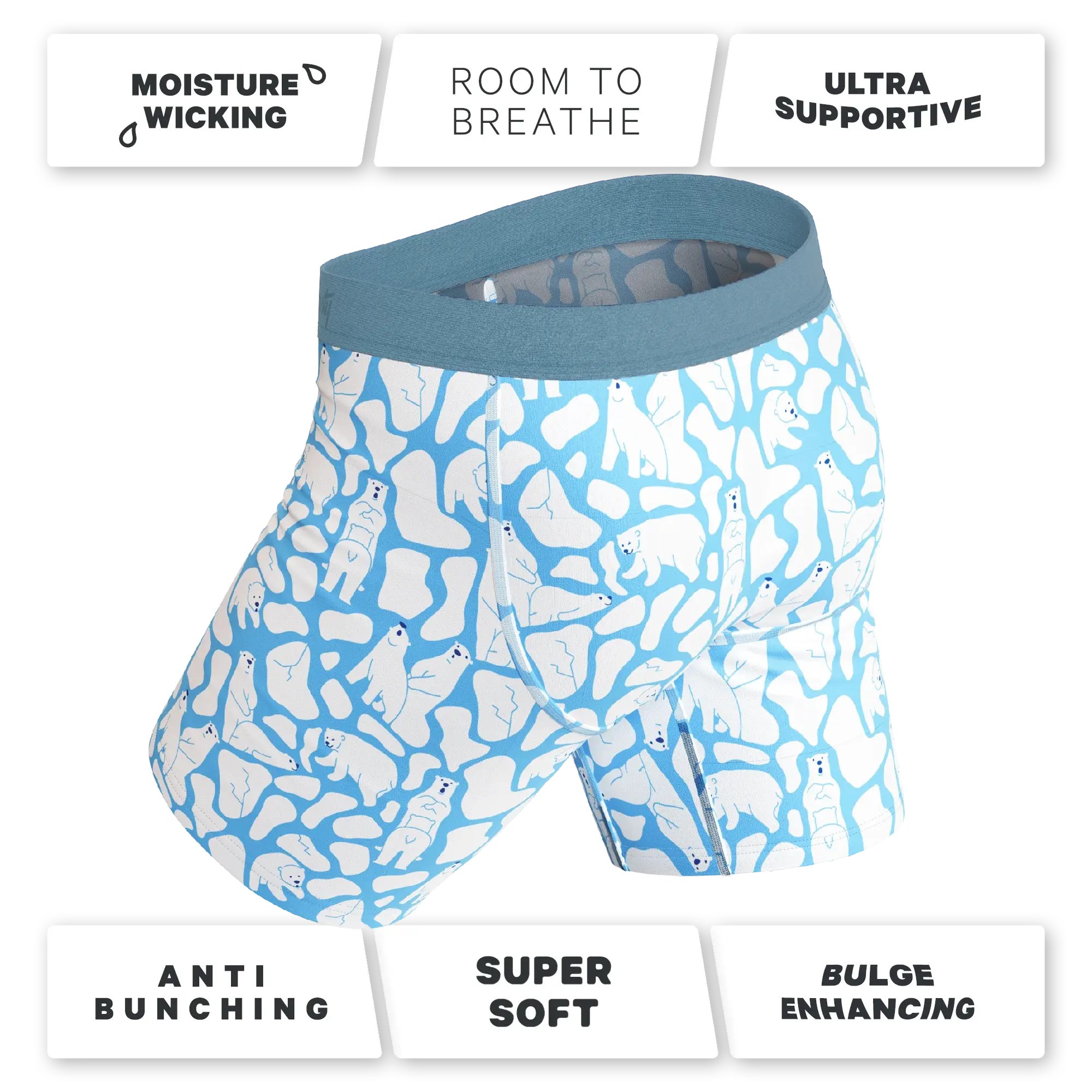 The Polar Polka | Polar Bear Scene Long Leg Ball Hammock® Pouch Underwear With Fly - Shinesty - Flyclothing LLC