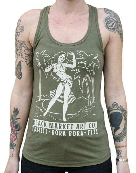 Black Market Art Company Polynesian Paradise Women's Tank Top - Black Market Art Company - Flyclothing LLC