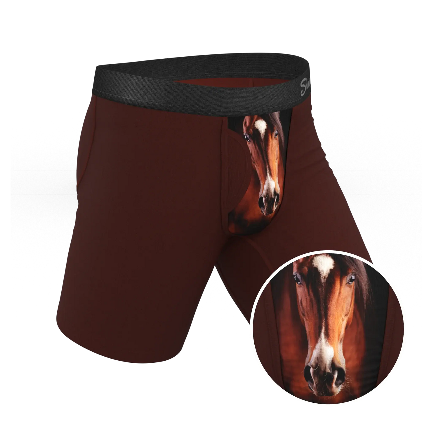 The Pony Express | Horse Long Leg Ball Hammock® Pouch Underwear With Fly - Shinesty - Flyclothing LLC