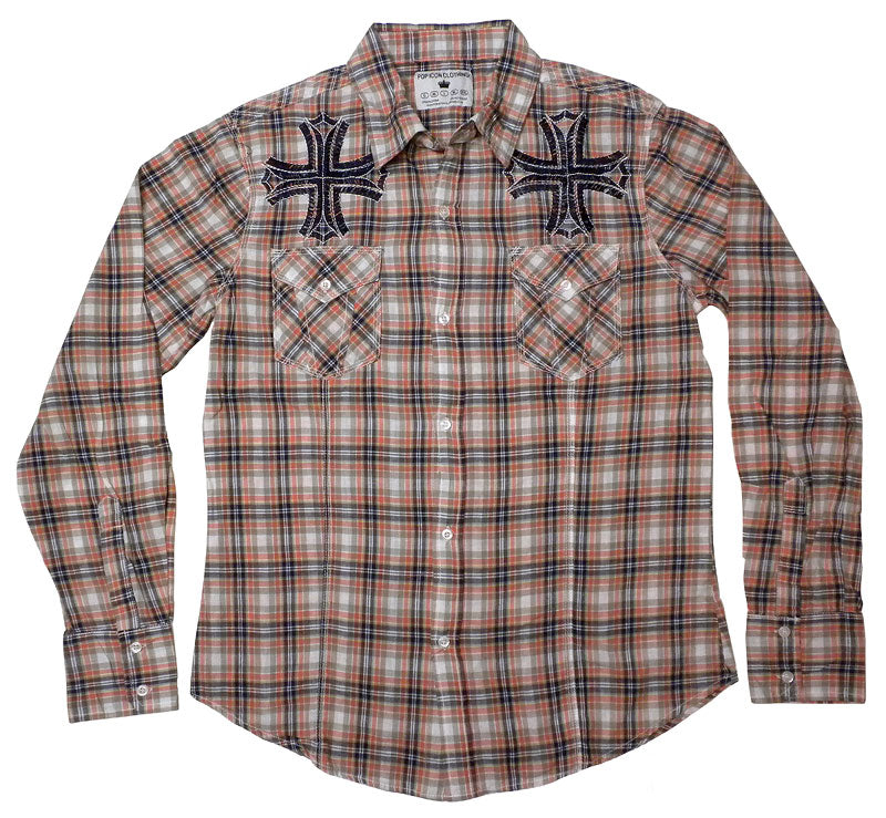 Pop Icon Plaid Cross Shirt - Pop Icon Clothing - Flyclothing LLC