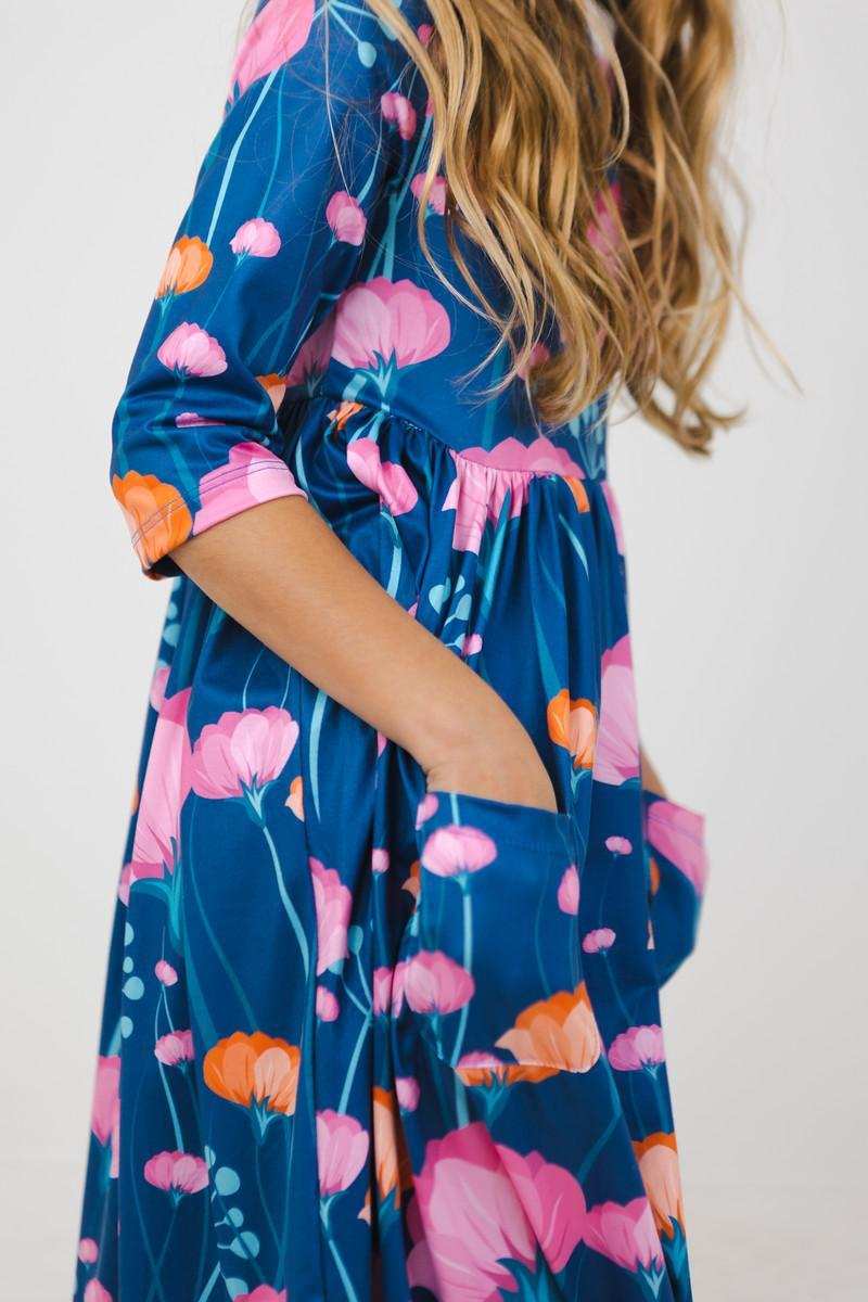 Poppies 3/4 Sleeve Pocket Twirl Dress - Mila & Rose ® - Flyclothing LLC