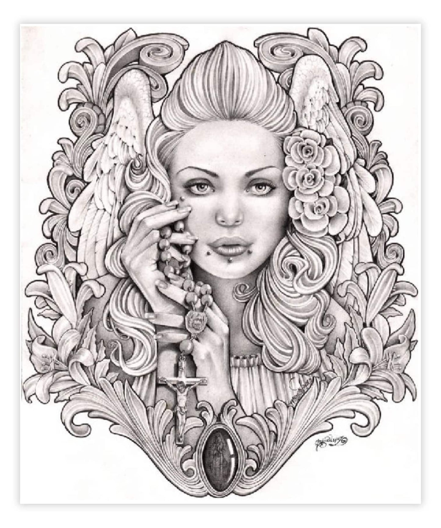Black Market Art Company Praying Angel Print - Black Market Art Company - Flyclothing LLC