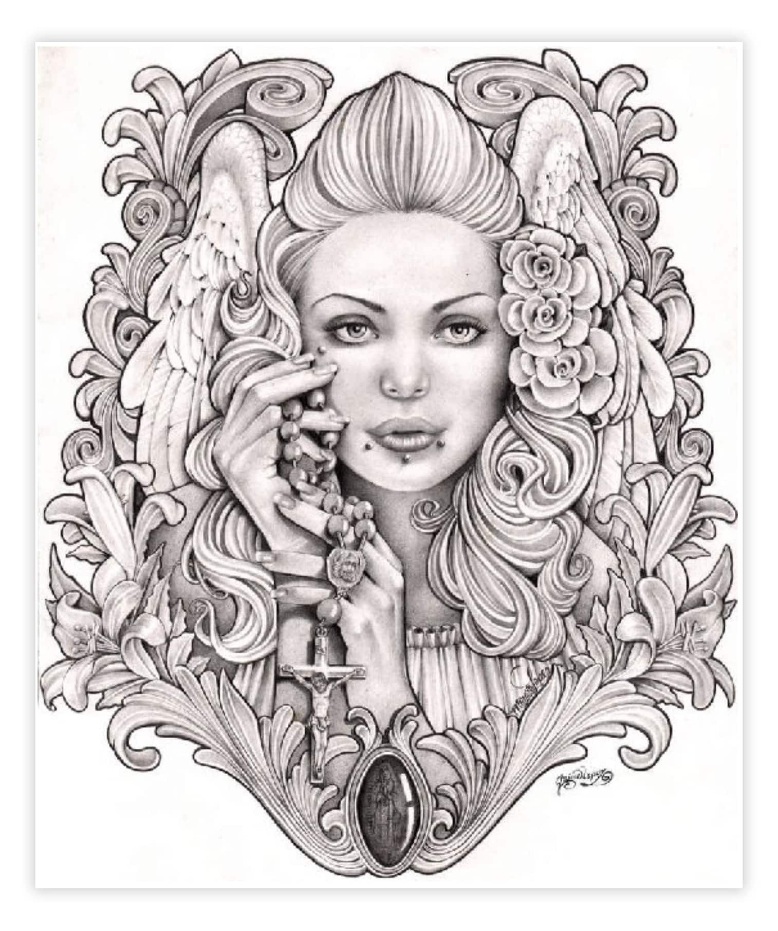 Black Market Art Company Praying Angel Print - Black Market Art Company - Flyclothing LLC