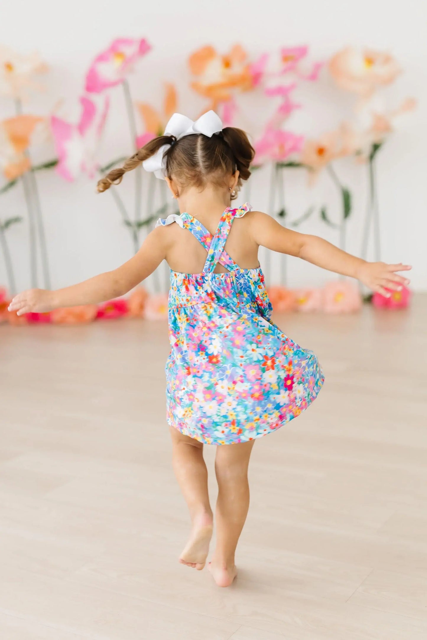 Preppy Floral Ruffle Cross Back Dress - Mila & Rose ® - Flyclothing LLC