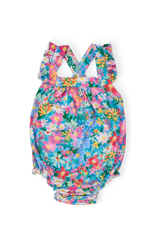 Preppy Floral Ruffle Cross Back Romper - Mila & Rose ® - Flyclothing LLC