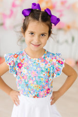 Preppy Floral S/S Ruffle Tee - Mila & Rose ® - Flyclothing LLC