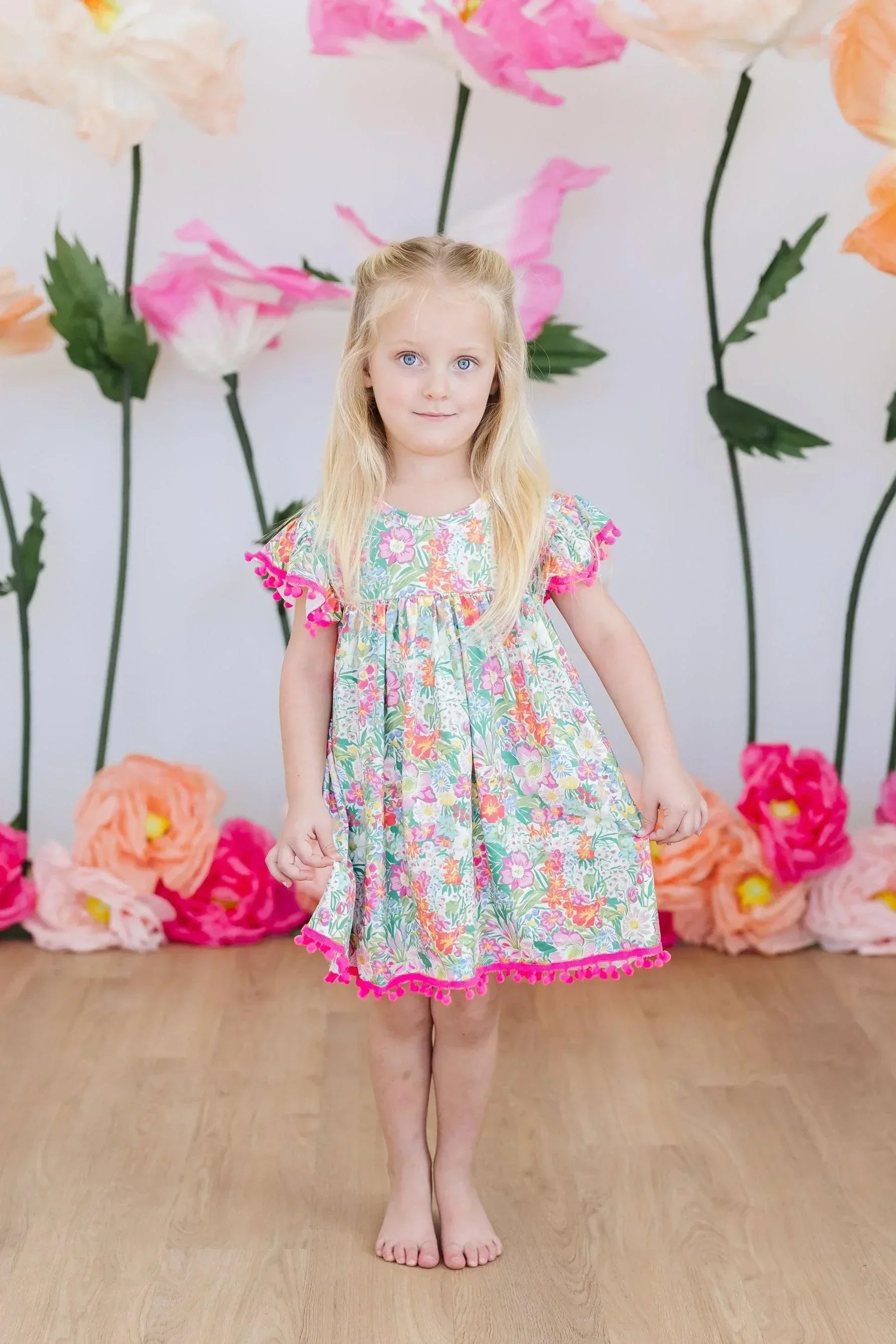 Preppy Petals Pom Pom Dress - Mila & Rose ® - Flyclothing LLC
