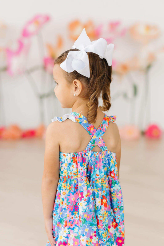 Preppy Floral Ruffle Cross Back Dress - Mila & Rose ® - Flyclothing LLC