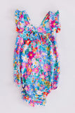 Preppy Floral Ruffle Cross Back Romper - Mila & Rose ®