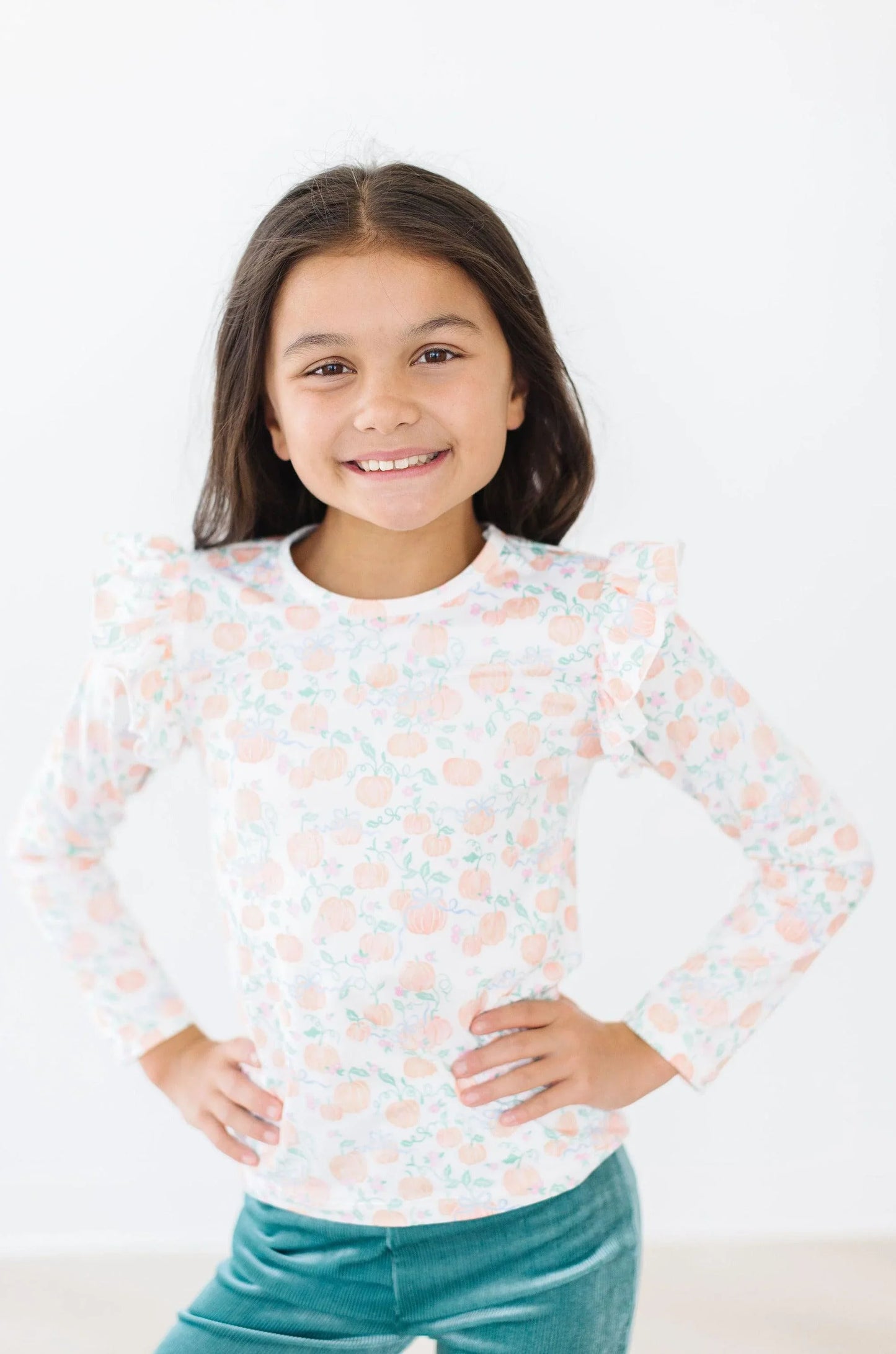 Pretty Pumpkins L/S Ruffle Tee - Mila & Rose ® - Flyclothing LLC