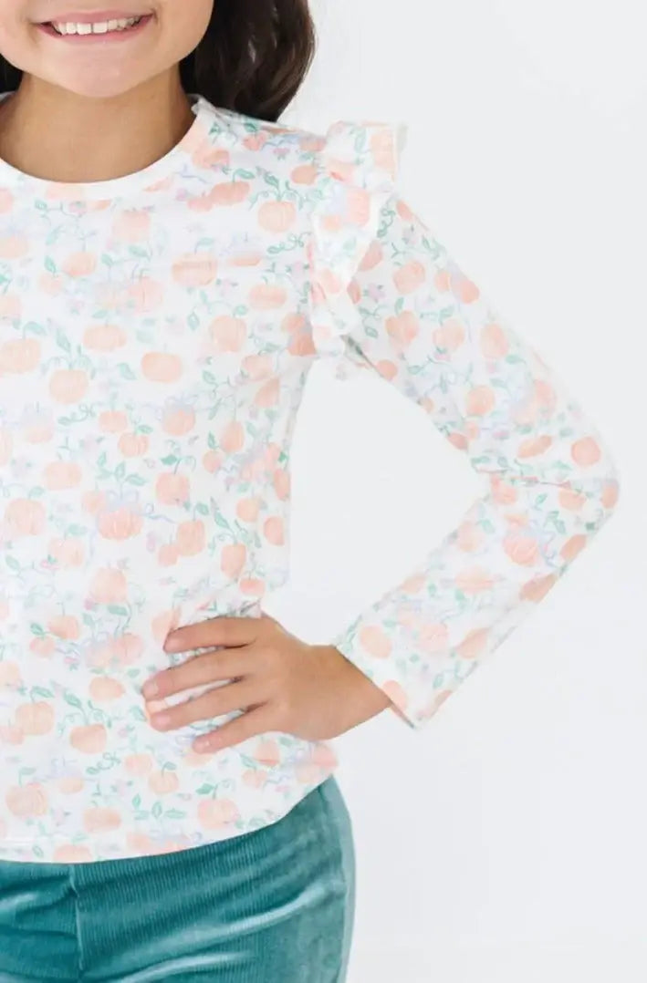 Pretty Pumpkins L/S Ruffle Tee - Mila & Rose ® - Flyclothing LLC