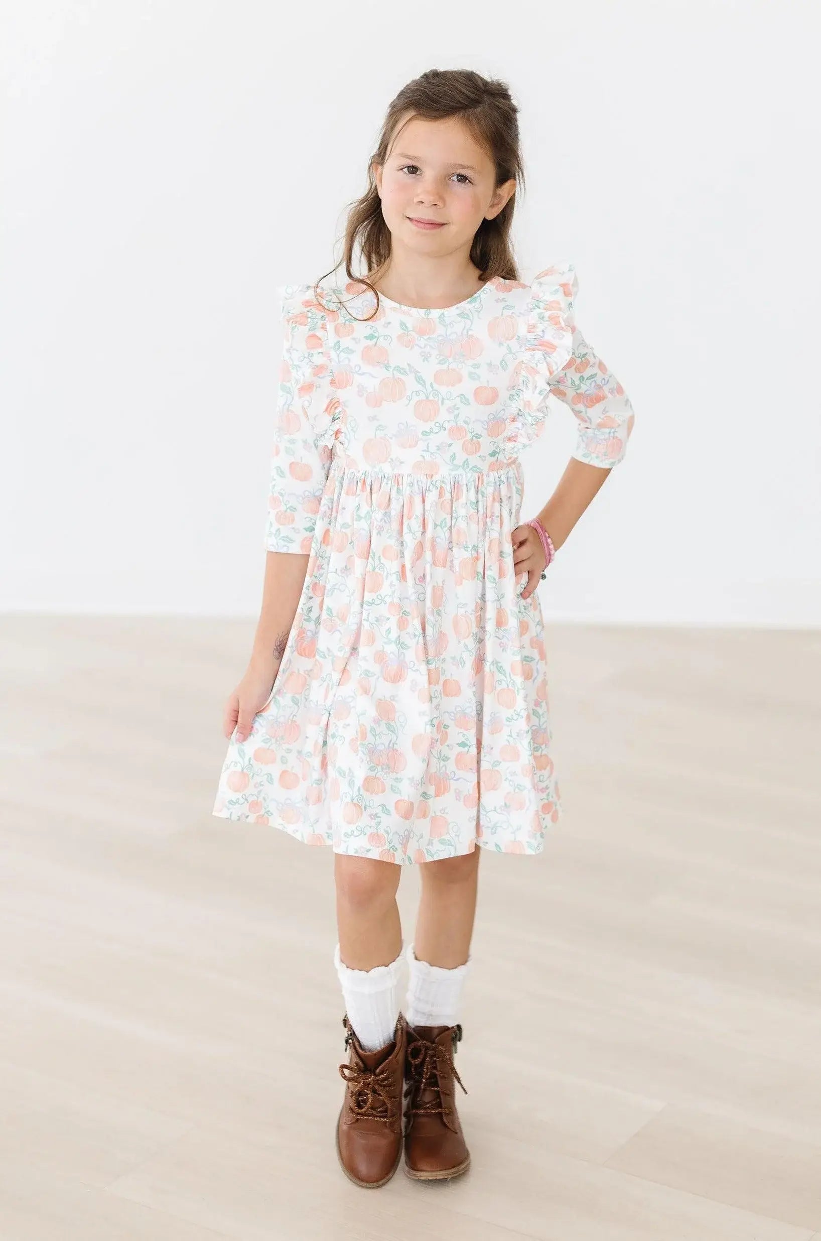 Pretty Pumpkins Ruffle Twirl Dress - Mila & Rose ® - Flyclothing LLC
