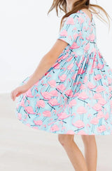 Pretty in Pink Flamingos S/S Pocket Twirl Dress - Mila & Rose ® - Flyclothing LLC