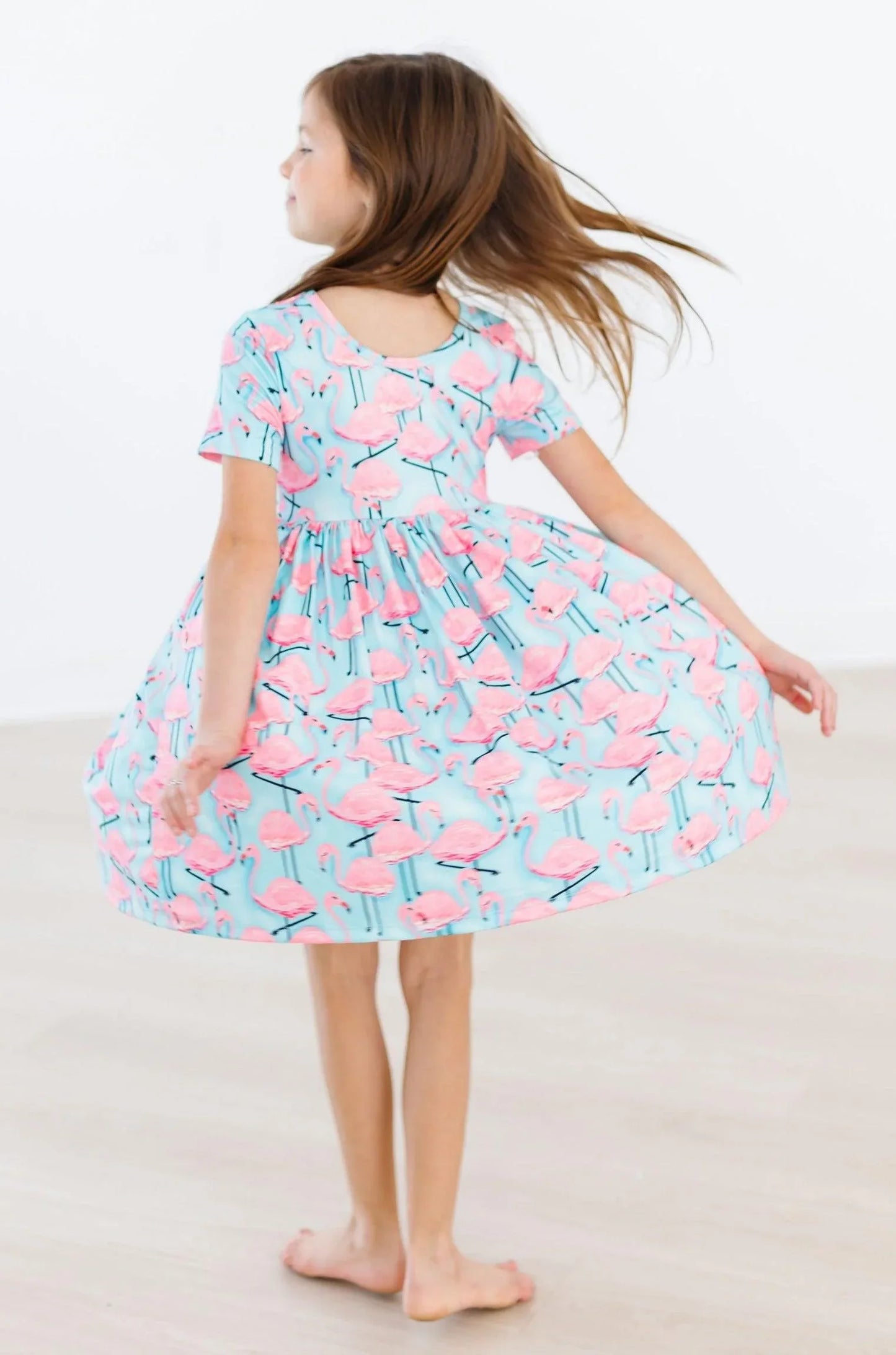 Pretty in Pink Flamingos S/S Pocket Twirl Dress - Mila & Rose ® - Flyclothing LLC