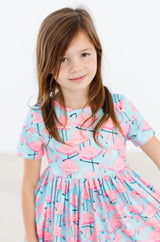 Pretty in Pink Flamingos S/S Pocket Twirl Dress - Mila & Rose ® - Flyclothing LLC