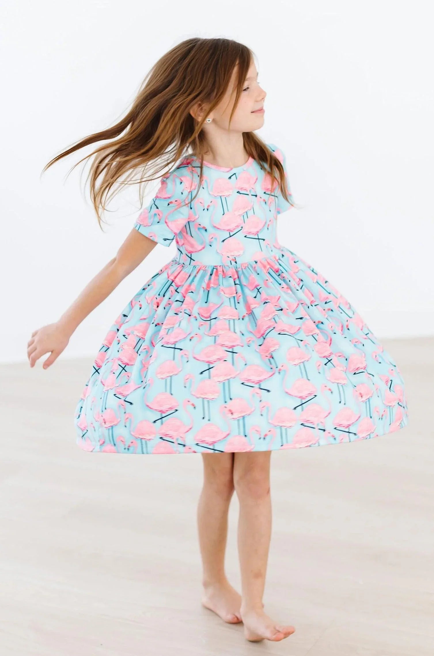 Pretty in Pink Flamingos S/S Pocket Twirl Dress - Mila & Rose ® - Flyclothing LLC