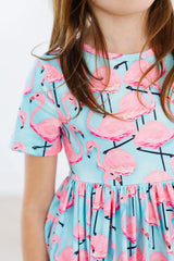 Pretty in Pink Flamingos S/S Pocket Twirl Dress - Mila & Rose ® - Flyclothing LLC