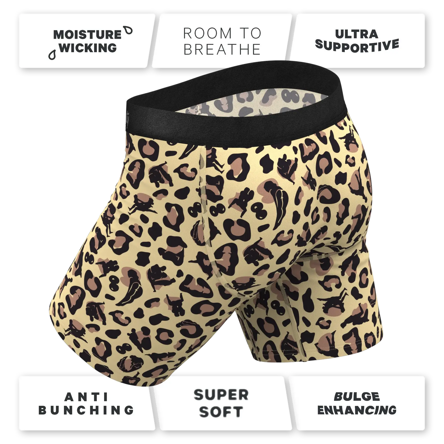 The Primal Passion | Naughty Cheetah Print Long Leg Ball Hammock® Pouch Underwear With Fly - Shinesty - Flyclothing LLC