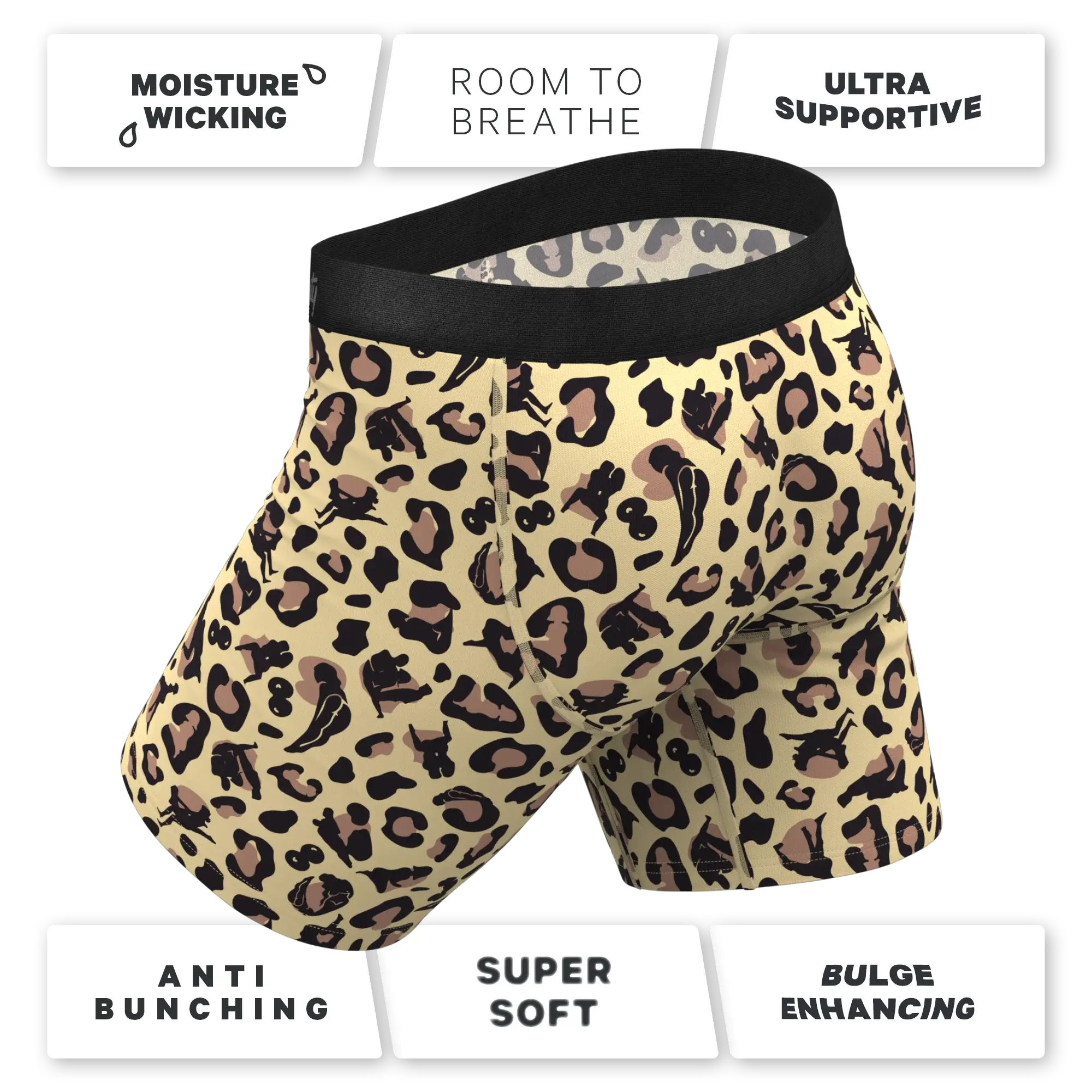 The Primal Passion | Naughty Cheetah Print Long Leg Ball Hammock® Pouch Underwear With Fly - Shinesty - Flyclothing LLC