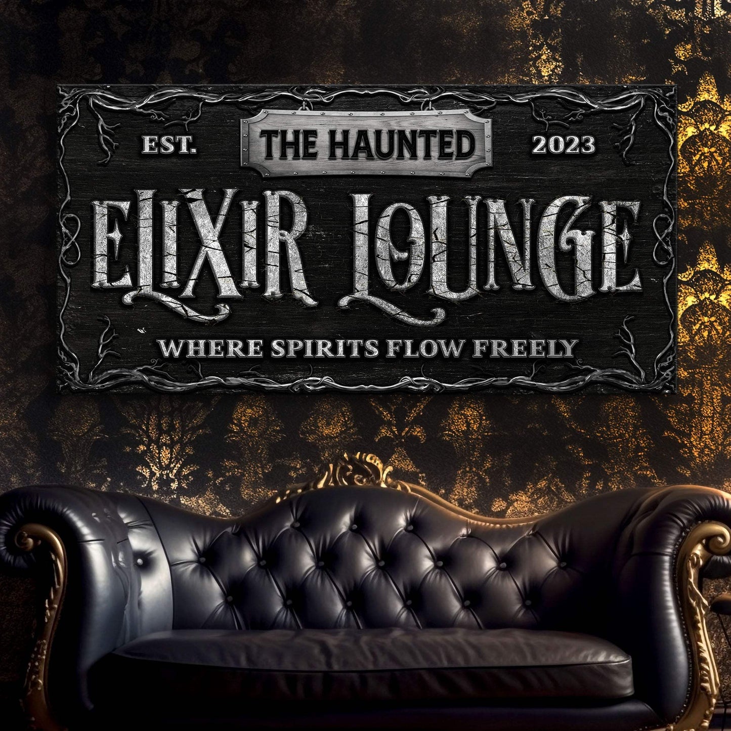 The Haunted Elixir Lounge Halloween Sign - Tailored Canvases - Flyclothing LLC
