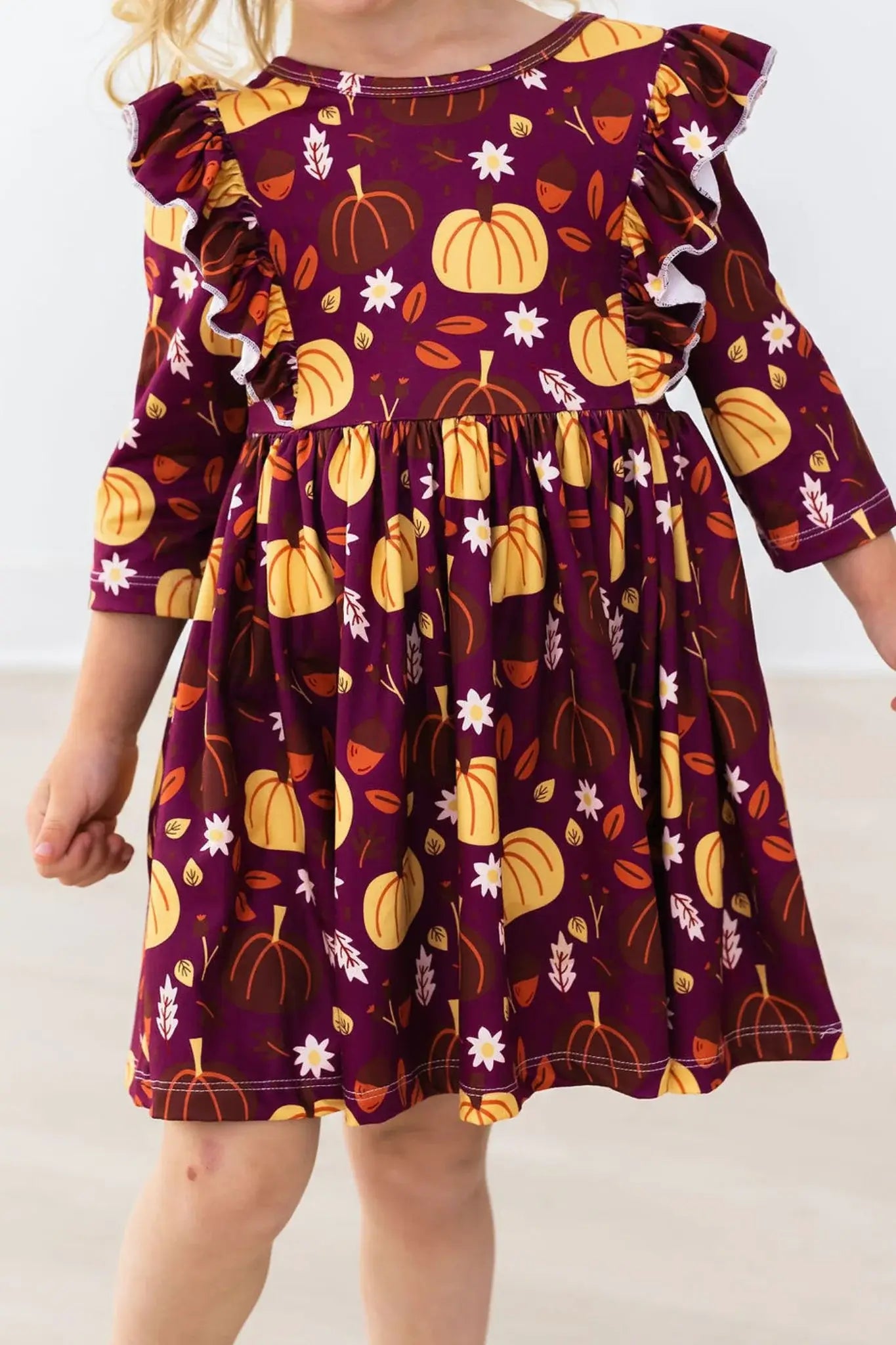 Pumpkin Patch 3/4 Sleeve Ruffle Twirl Dress - Mila & Rose ® - Flyclothing LLC