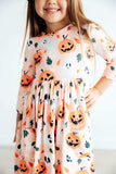 Pumpkin Peekaboo 3/4 Sleeve Pocket Twirl Dress - Mila & Rose ® - Flyclothing LLC